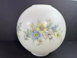 Hurricane Lamp Glass Globe Replacement Shade Flowers Large 3 In Opening Vintage - Picture 1 of 8