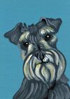 Peinture originale ACEO ATC Schnauzer Dog Pet Art-C. Smale