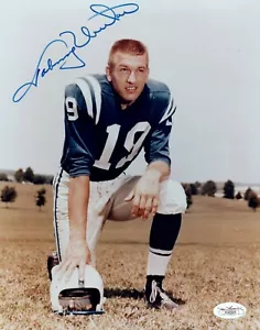 Foto firmada de 8x10 de fútbol americano de Johnny Unitas con carta completa de la JSA - Imagen 1 de 2
