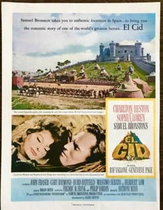 1961 DRUCKWERBUNG für den Film El Cid mit Charlton Heston Sophia Loren - Bild 1 von 1