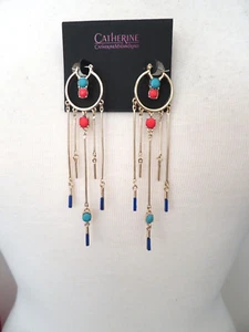 CATHERINE MALANDRINO GOLD DROP DANGLE EARRINGS - Picture 1 of 3