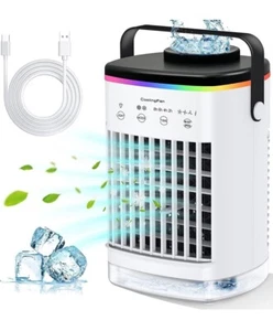 Portable Air Conditioner Mini Fan Cooler Humidifier Evaporative RGB Cooling Fan - Picture 1 of 6