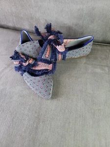 NEW Rothys The Mary Jane Point Womens 8 Blue Coral Dot Print Flat Bow Tie Shoes - Picture 1 of 9