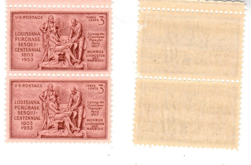 1954 US STAMP Scott #1020 2-Block  3c FVF MNH - Image 1 of 1