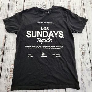Los Sundays Tequila Black Short Sleeve Cotton T-Shirt Men's L (bin39)