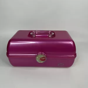 Caboodles Makeup Case Organizer Box Hot Pink Lips Logo W/Mirror Retro #994226 - Picture 1 of 8