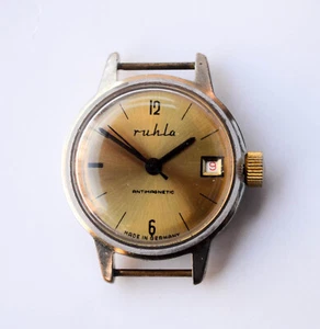 1960's RUHLA Vintage GERMAN Working Mechanical Wristwatch DATE antimagnetic UMF - Picture 1 of 7