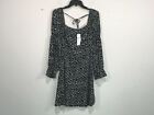 Women's TopShop Tea Aztec Print Dress W/Blouson Sleeves -Size US12- Black/White