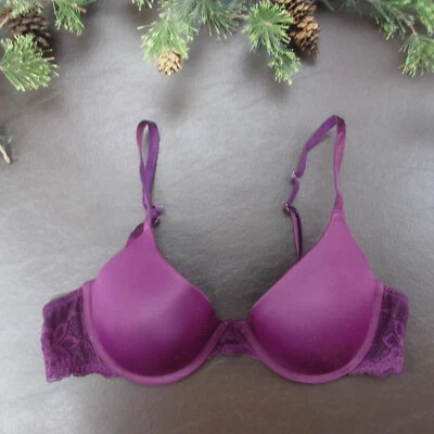 SO Bra 36B Purple Lace Padded Underwire Adjustable Clasp Back - Image 1 of 4
