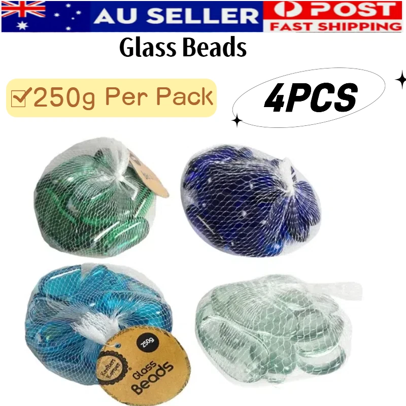 4 x 250g Glass Pebbles Marble Beads Aquarium Fish Tank Stones Indoor Decoration - image 1 of 1