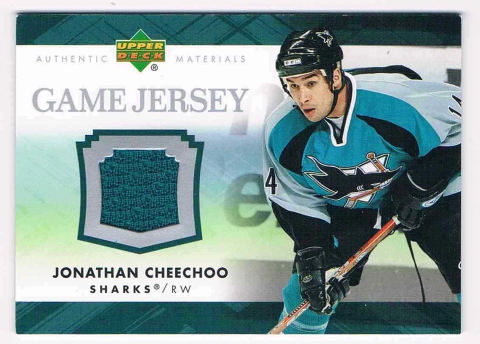2007-08 UD GAME JERSEY JONATHAN CHEECHOO JERSEY 1 COLOR SAN JOSE SHARKS #J-CJ - Image 1 of 2
