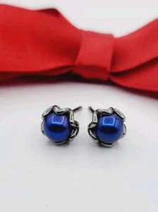Genuine Pandora Silver Blue Pearl Flower Set Oxidised Earrings Studs Rare Ret - Picture 1 of 5