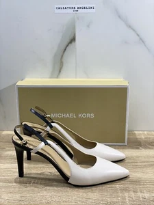 Michael Kors Zapato Mujer Sling Back Flex Pump Piel Negra Crema Con Tacón 40 - Imagen 1 de 7