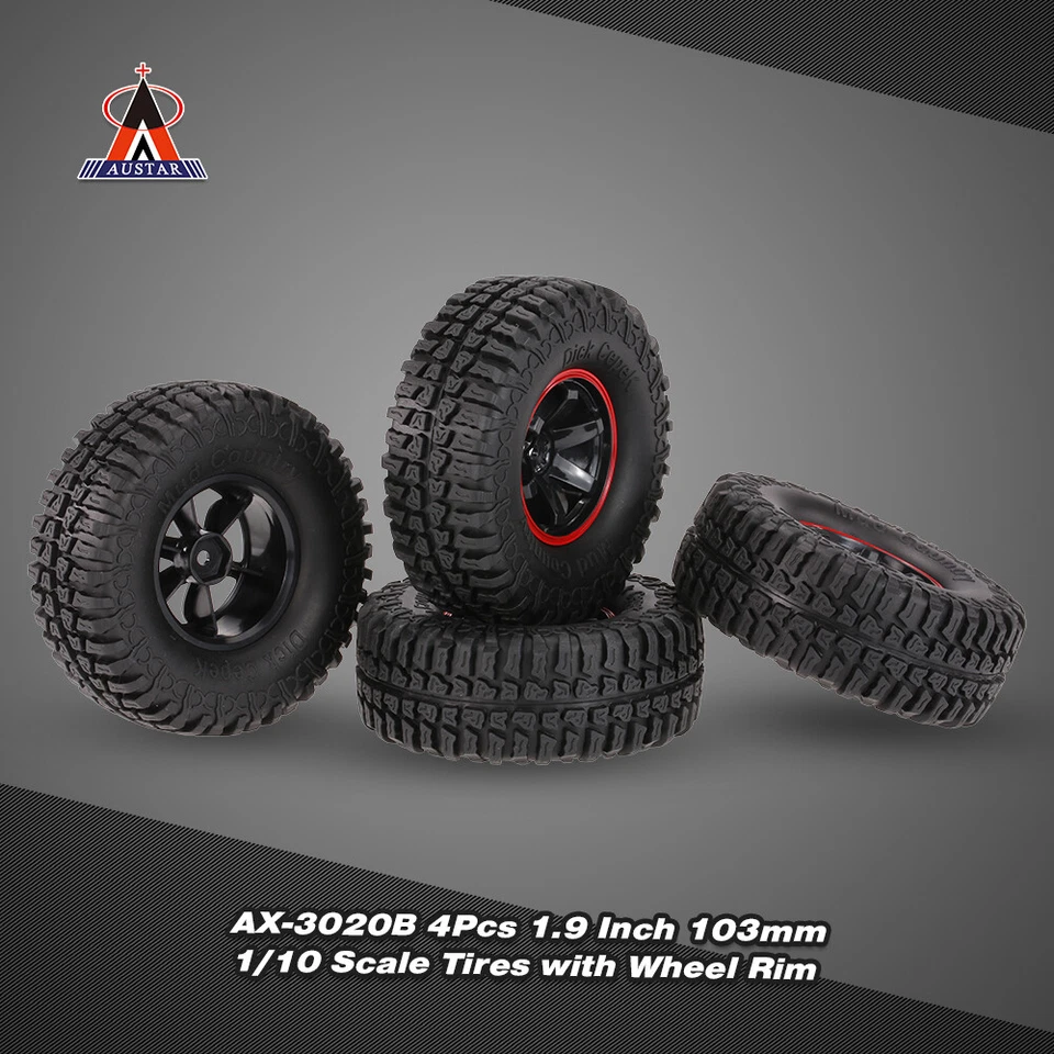 4Pcs AUSTAR AX-3020B 1.9 Inch 103mm 1/10 Scale  Tires  with Wheel  C3A8 - Image 1 of 4