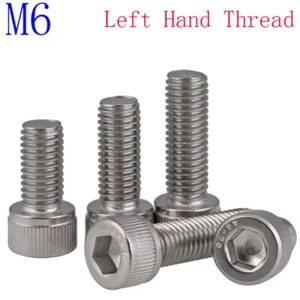 M6 - 1.0 Left Hand Thread Socket Cap Screws Hex Allen Bolts A2 304 Stainless - Picture 1 of 3