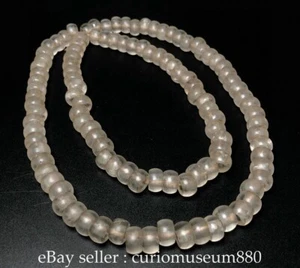 Collana perle preghiera intaglio cristallo bianco tibetano antico 0,4" 108 pezzi - Foto 1 di 9