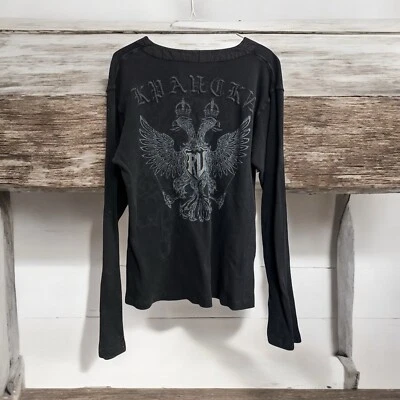 Vtg Royal Underground Y2K Women’s M Thermal Shirt Embroidered L/S Graphic Biker Foto 1 de 4