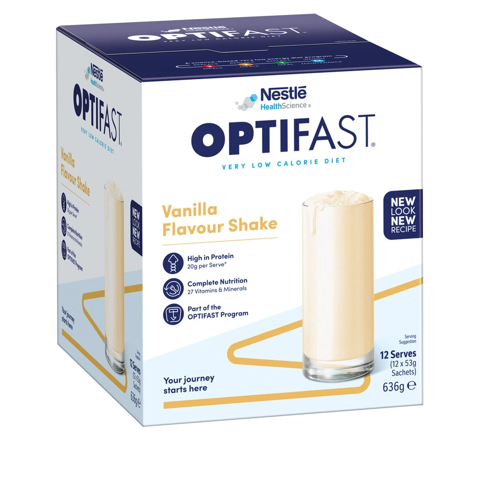 * Optifast VLCD Vanilla Shake 12 x 53g Low Calorie Diet Gluten