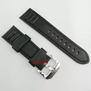 Parnis 24mm Hecho a Mano Cuero Suave Negro Banda Pulido Hebillas P782 - Imagen 1 de 4