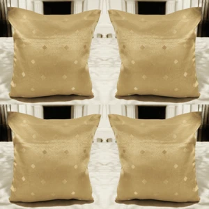 Set of 4 Light Yellow Cream Modern Cushion Covers Diamond Design 16X16" 40X40cm - Picture 1 of 11