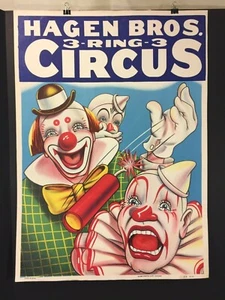 Hagen Brothers 3 Ring Circus Poster 1955 Globe Poster Corp. CF 526 - Bild 1 von 12
