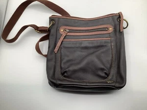 The Sak Iris Leather Crossbody Purse Shoulder Bag Brown Adjustable Woven Strap - Picture 1 of 6