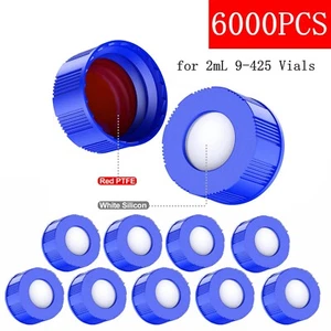 Tapa de vial de muestra automática 6000x, 9-425 HPLC 2 ml rosca de vial rosca tapas azules, 9 mm - Imagen 1 de 17