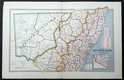 1888 Picturesque Australasia Scally Large Antique New South Wales Political Map - Image 1 of 2