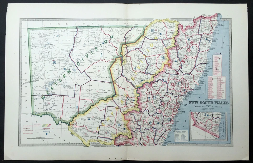 1888 Picturesque Australasia Scally Large Antique New South Wales Political Map - Image 1 of 2