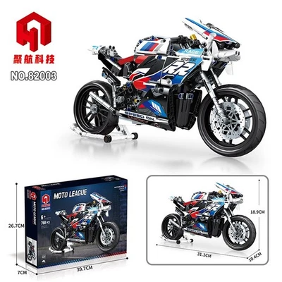 MARKENLOS Klemmbausteine Motorrad BMW M1000RR | 1:8 Bausatz mit 768 Teilen – Moto League