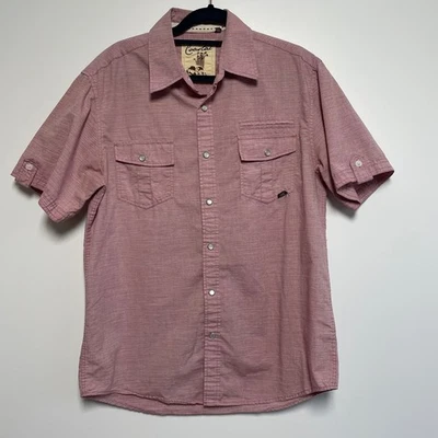 Coastal Mens Red Striped Short Sleeve Snap Button Up Shirt Size Medium - Image 1 of 4