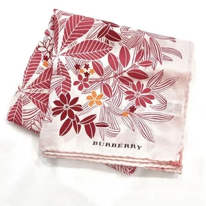 BURBERRY Silk Cotton Handkerchief Scarf Floral Pink 56x56cm - Picture 1 of 13