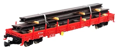 Z Scale Marklin Mini-Club 82581 Stake Freight Flat Car w/ Steel Beam Cargo DB AG - Image 1 of 4