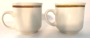 Vintage Mountainwood Brown Banded Stoneware Coffee Mugs Japan Set of 2 - Picture 1 of 11