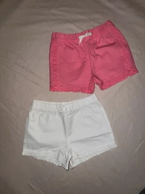 Paquete de 2 pantalones cortos Carters para bebé niña, (ROSA CALIENTE-BLANCO, 5T) NUEVOS SIN ETIQUETAS Foto 1 de 4