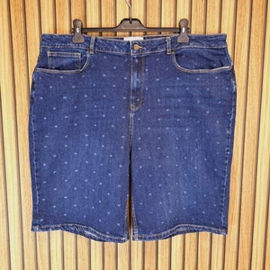 Fat Face Denims Shorts Womens Dark Blue Polka Dot UK 22 High Waist C6 - Picture 1 of 11
