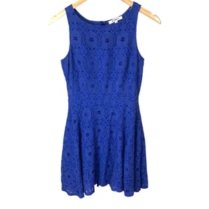 BB Dakota Blue Crochet Lace Eyelet Skater Renley Dress 0 XS Extra Small - Picture 1 of 5