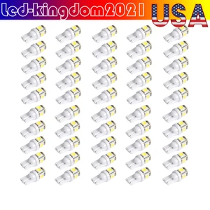 50 Piezas Super Blanco T10 Cuña 5-SMD 5050 LED Bombillas W5W 2825 158 192 168 L - Imagen 1 de 9