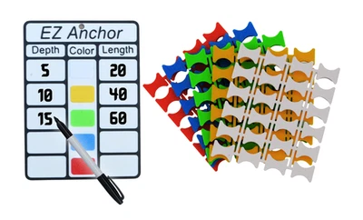5‑Color Anchor Chain Marker Kit | Snap‑On Links + Legend | 1/4‑1/2" (7‑13 mm) - Image 1 of 4