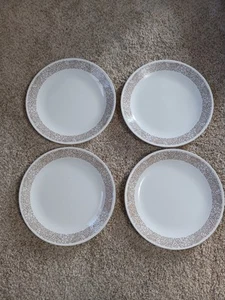 Juego de 4 platos de cena vintage Corelle Woodland marrón de 10 1/4" hechos en EE. UU. - Imagen 1 de 9