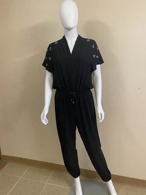 Mono Michael by Michael Kors Negro Floral Estrás Embellecido Talla Mediana Foto 1 de 4