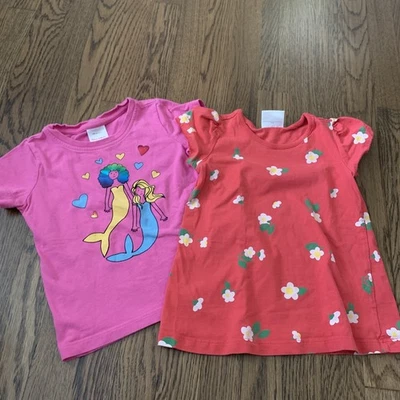 2 Hanna Andersson Girls Tees Short Sleeve Mermaid and Flowers Size 100/US 4 EUC - Image 1 of 4