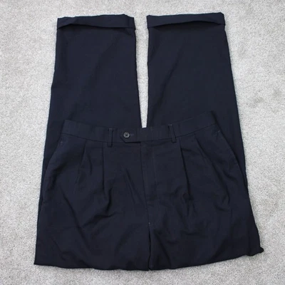 Calça masculina LAUREN Ralph Lauren 33x32 azul conforto total plissada 100% lã algemada - Imagem 1 de 4