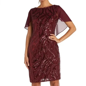 Vestido R&M Richards Madre de la Novia o Novio Capelet Talla Vino Lentejuelas 16W - Imagen 1 de 8