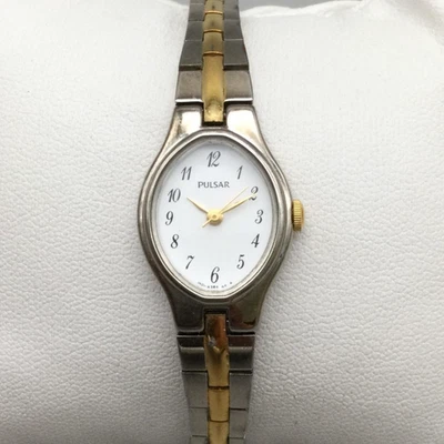 Reloj Pulsar Mujer 17mm Dos Tonos Inoxidable 1N01-X098 Ovalado Batería Nueva 7.5" Foto 1 de 4