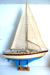GRAND VOILIER DE BASSIN BOIS ANNÉES 70 Lg 60 x Ht 85 cm BON ÉTAT - Picture 1 of 12