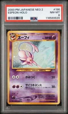 2000 Pokemon P.M. Japanese Neo 2 ESPEON Holo Foil Card #196 PSA 8 NM-MT NEW CERT - Image 1 of 2
