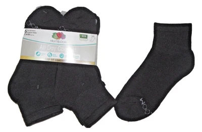 6 Pair Womens Fruit of the Loom ANKLE Socks All Day Comfort Black Fit Shoe 4-10 - Image 1 of 4