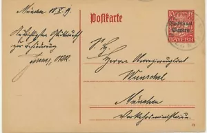 SELLO LOCAL DE BAVIERA MUENCHEN 27. K2 (MÚNICH) 1919 en 10 Pf escudo sobreimpresión-GA - Imagen 1 de 2