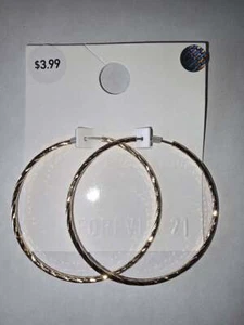 NWT! FOREVER 21 Women's Gold 2" Hoop Earrings - Picture 1 of 3